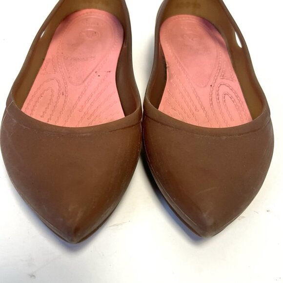 CROCS Rio Pointed Toe Jelly Slip On Flats Comfort Shoes Womens 8 Ballet Shoes - Picture 2 of 12